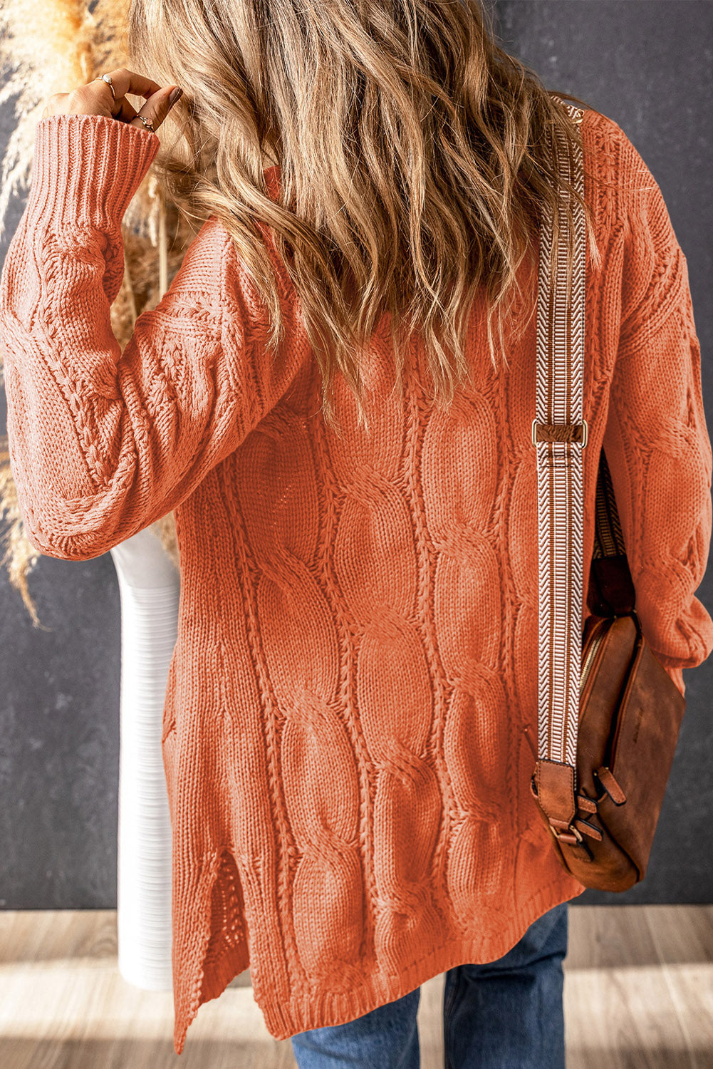 Comfortabele Cable-Knit Losse Splits Cardigan voor Elke Gelegenheid