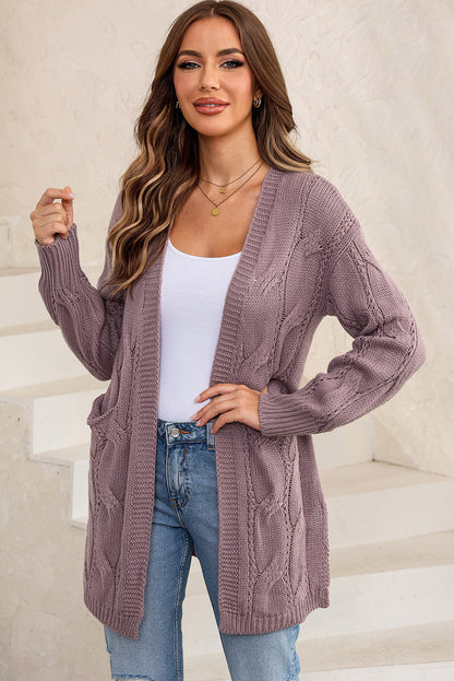 Comfortabele Cable-Knit Losse Splits Cardigan voor Elke Gelegenheid