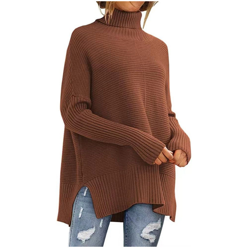 Modieuze Oversized Turtleneck Sweater – Vrouwelijke Herfsttrui met Batwing Mouwen