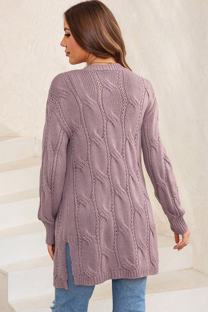 Comfortabele Cable-Knit Losse Splits Cardigan voor Elke Gelegenheid