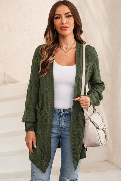 Comfortabele Cable-Knit Losse Splits Cardigan voor Elke Gelegenheid