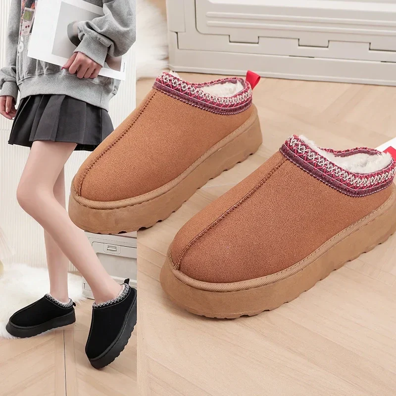 Luxe Vrouwen Wol Slippers met Platform voor Maximale Warmte