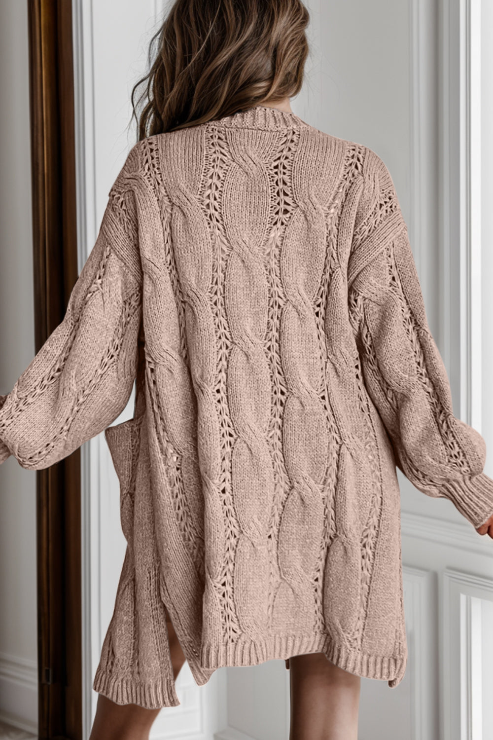 Comfortabele Cable-Knit Losse Splits Cardigan voor Elke Gelegenheid