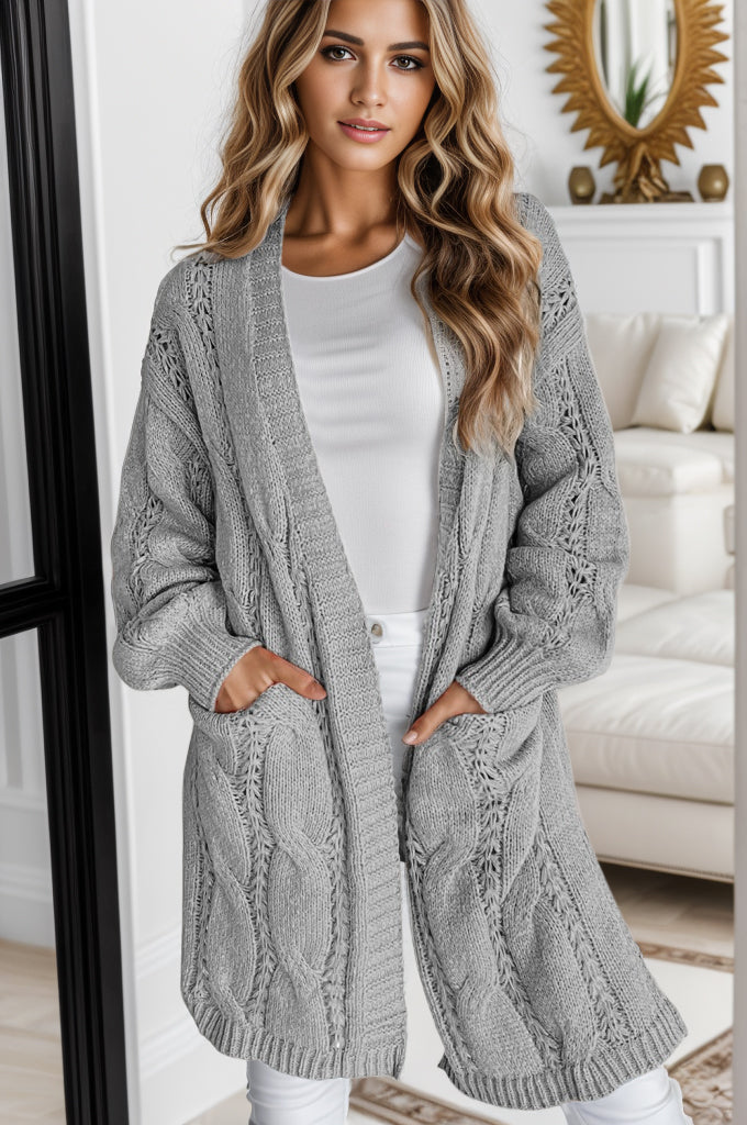 Comfortabele Cable-Knit Losse Splits Cardigan voor Elke Gelegenheid