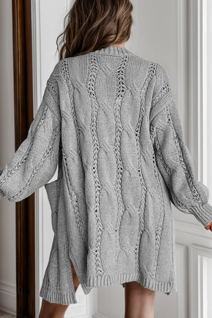 Comfortabele Cable-Knit Losse Splits Cardigan voor Elke Gelegenheid