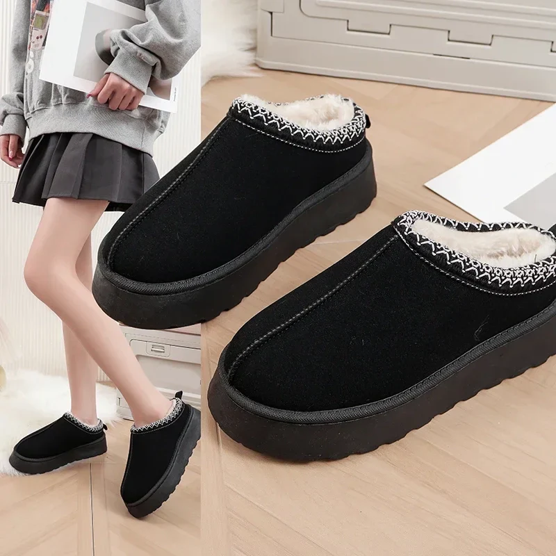 Luxe Vrouwen Wol Slippers met Platform voor Maximale Warmte