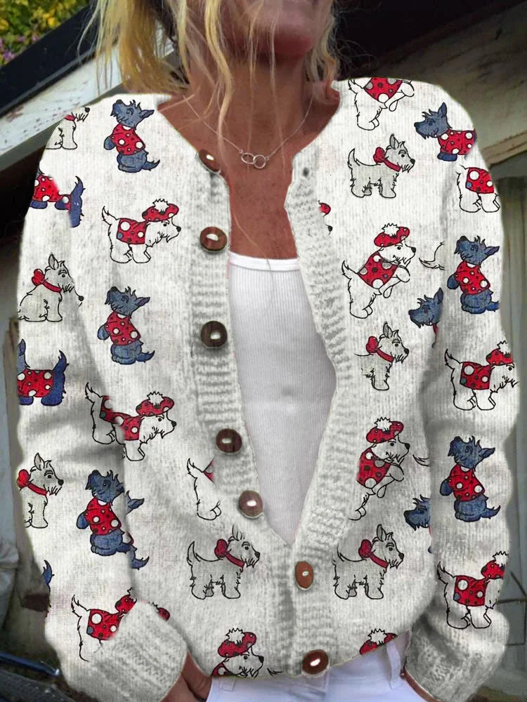 Cardigan voor dames met creatieve hondenprint