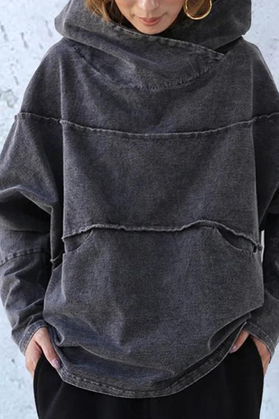 Retro Lange Mouwen Turtle-Neck Hoodie