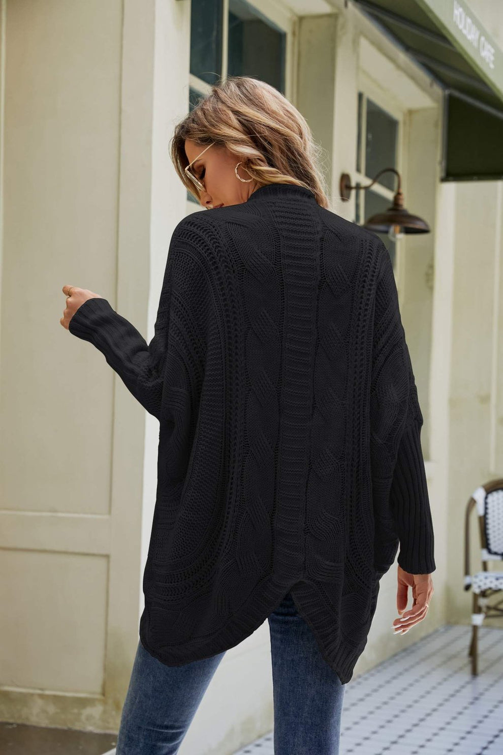 Open Voor Dolman Mouwen Cardigan met Gemengd Garens