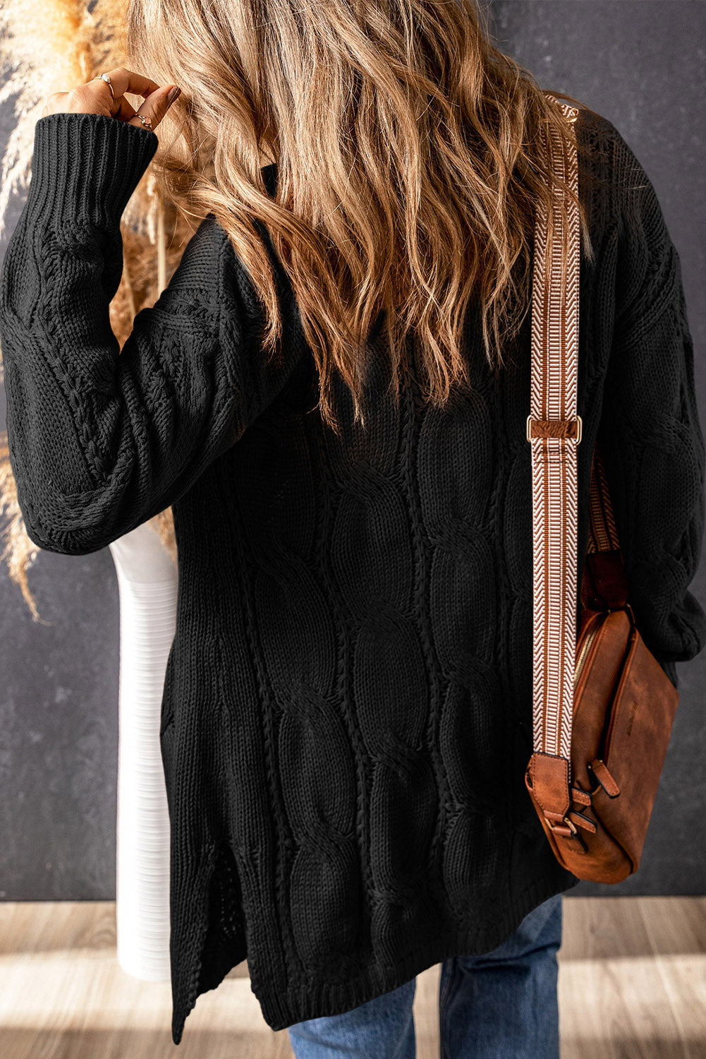 Comfortabele Cable-Knit Losse Splits Cardigan voor Elke Gelegenheid