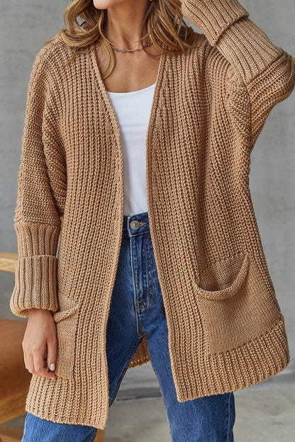 Elegante Open Front Lange Cardigan - Met Strik voor Vlotte uitstralings