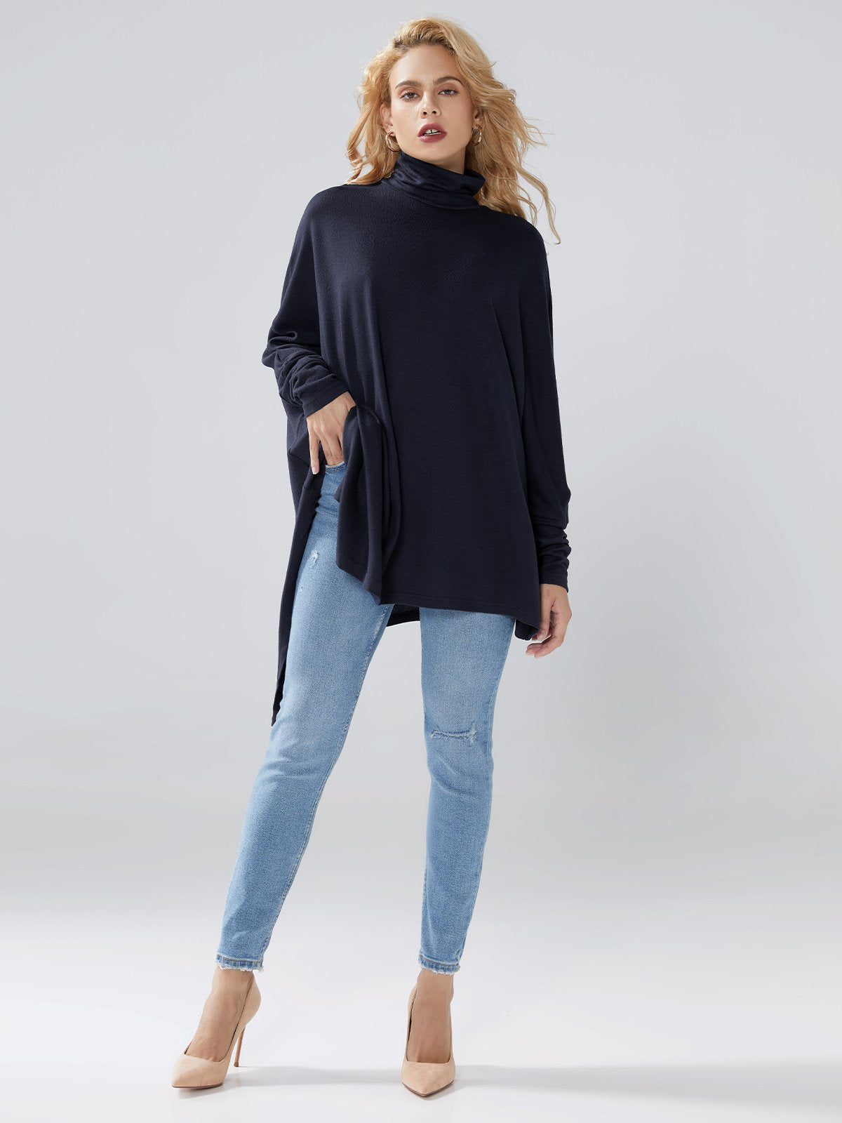 Sweater met hoge structuur en lange mouwen